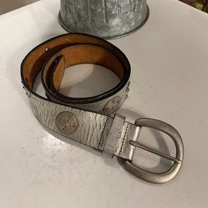 Fossil Silver Studded Genuine Leather Belt 39-inch Long Full Length